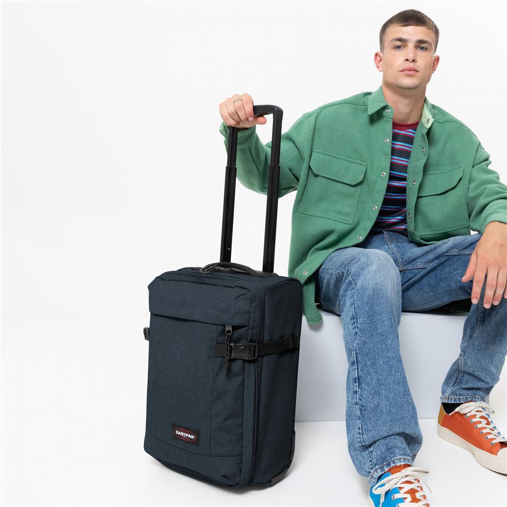Eastpak TRANVERZ XXS, Kleiner Reisetrolley, Triple Denim (blau), 25L, Rollkoffer mit 2 Rädern und TSA-Schloss