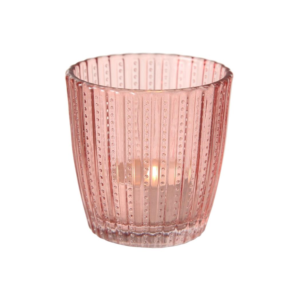 BOLTZE Windlicht Marilu 4er Set Glas Rosa 30 x 8 x 8 cm