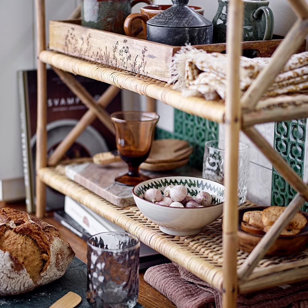 Bloomingville Heikki Schale – kleine Steingutschale in Grün, handbemalt, Ø 14,5 cm