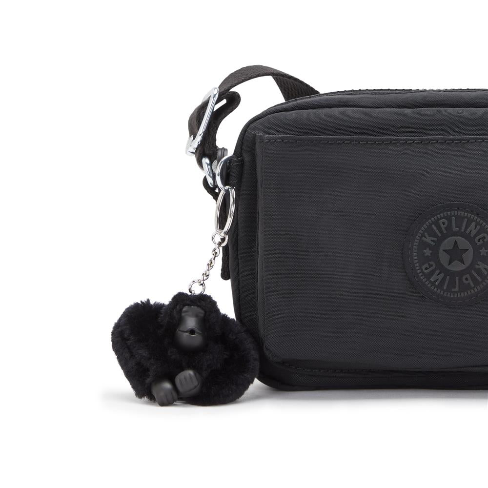 Kipling ABANU S, Kleine Umhängetasche, Black Noir (schwarz), Schultertasche mit verstellbarem Schultergurt