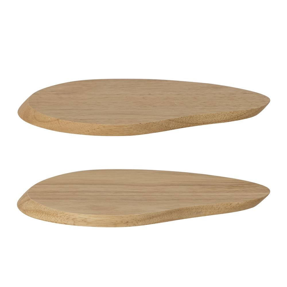 Bloomingville Gong Schneidebrett, 2er Set, Natur, aus Gummibaumholz, 23,5x16,5 cm