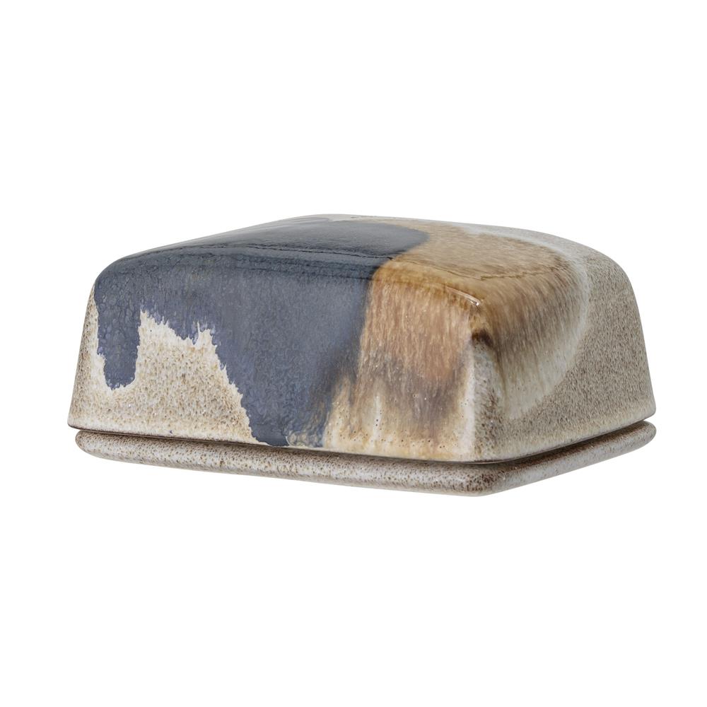 Bloomingville Jules Butterdose, Braun/Blau, Steingut, dänisches Design