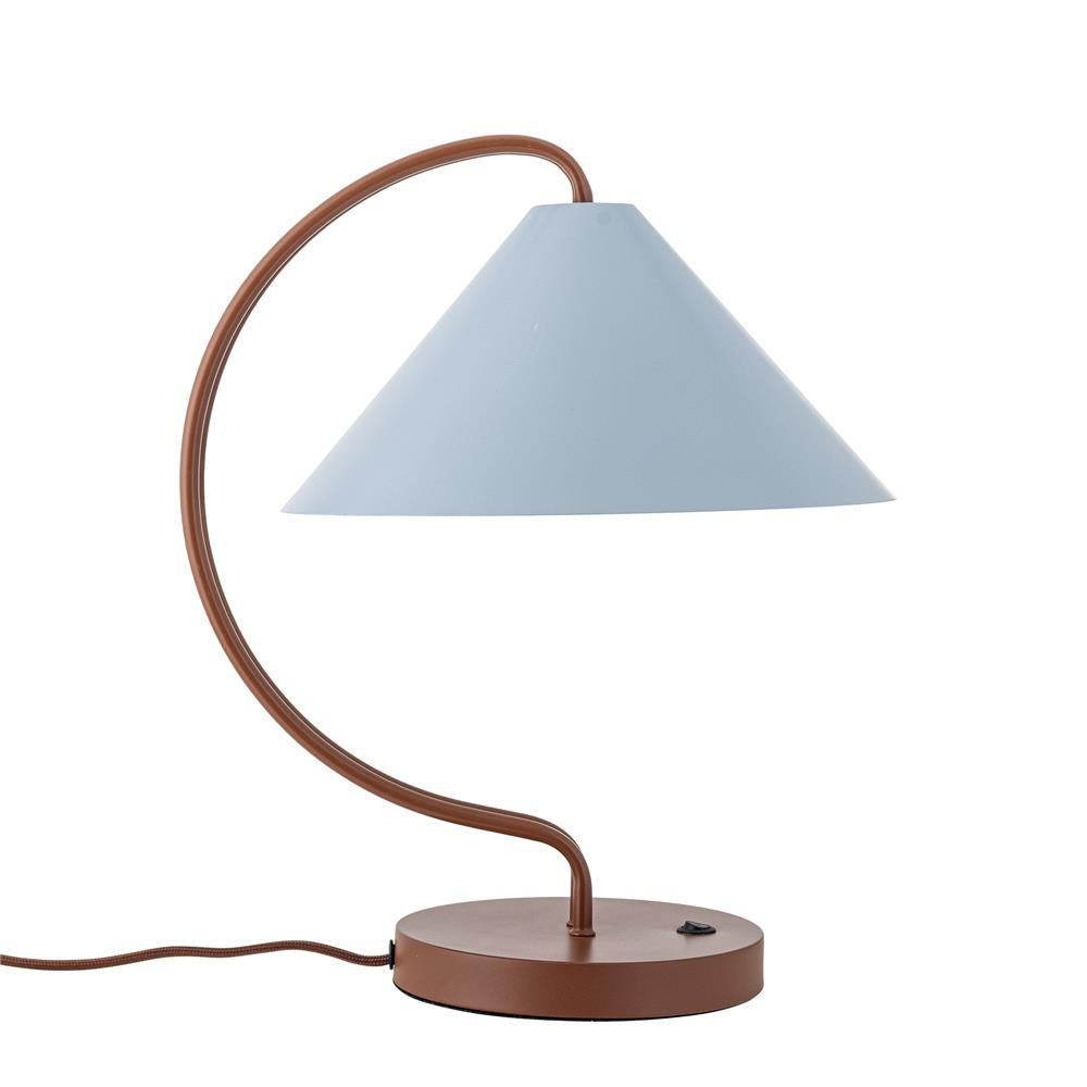 Bloomingville Janya Tischlampe, in Rot, aus Metall, moderne Tischleuchte mit Blauem Lampenschirm