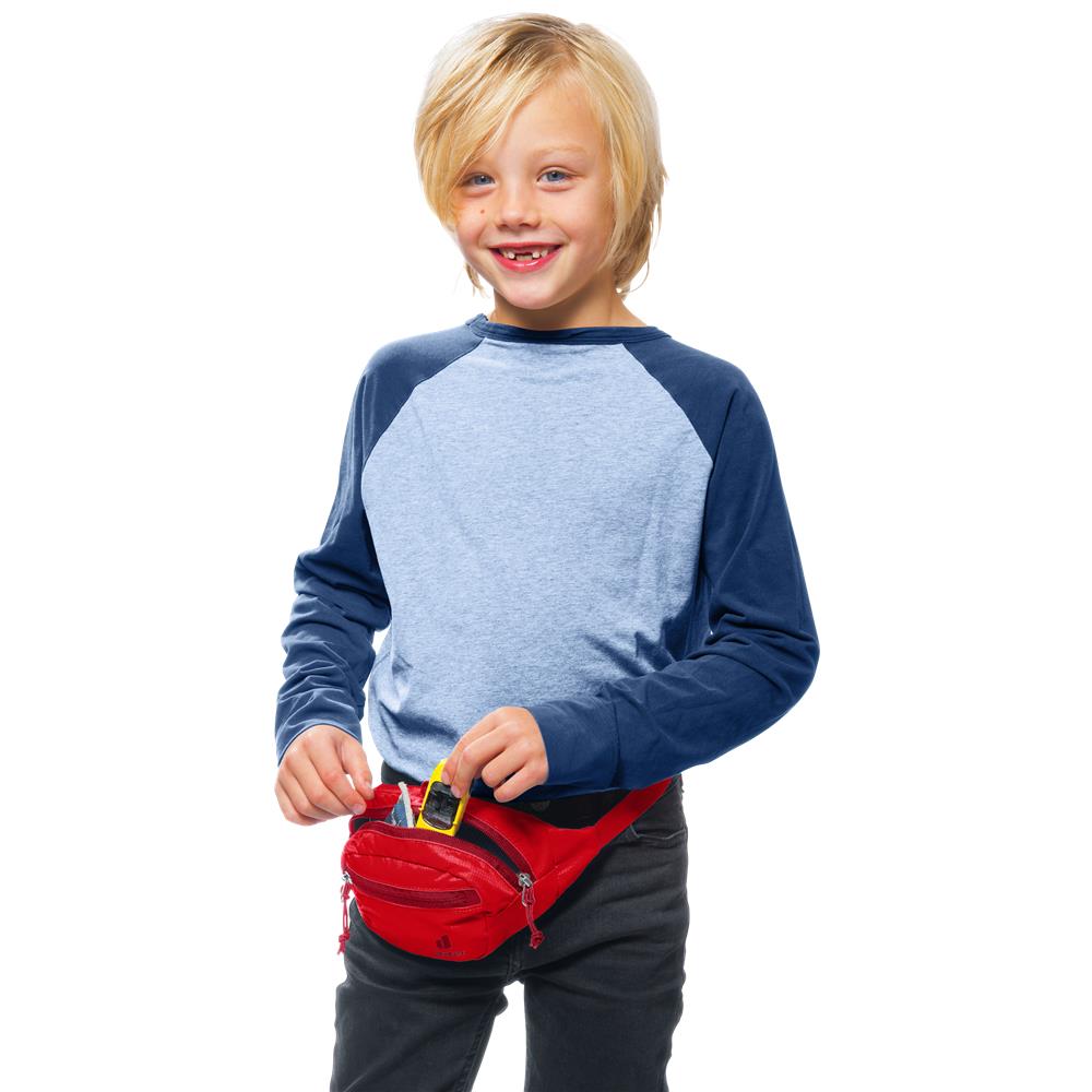 deuter Junior Belt, Bauchtasche, cherry (rot), 1L, Hüfttasche, Gürteltasche für Kinder