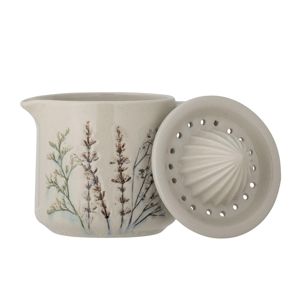 Bloomingville Bea Zitronenpresse, Natur, Steingut, mit Blumenmotiv, dänisches Design