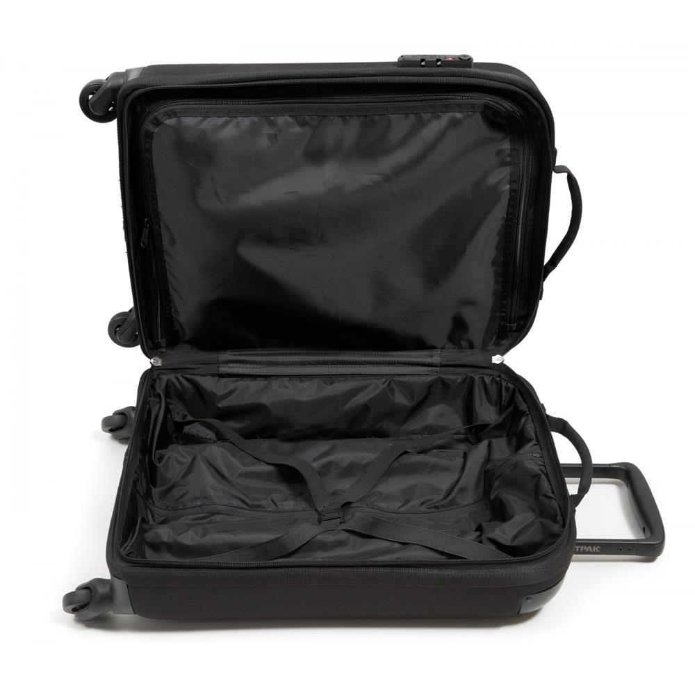 Eastpak TRANZSHELL S, Kleiner Reisetrolley, Black (schwarz), 32L, Rollkoffer mit 4 Rädern und TSA-Schloss