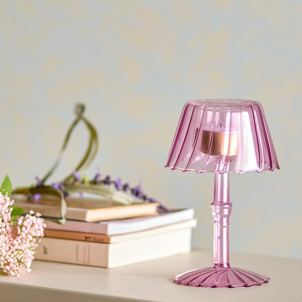 Bloomingville Lumi Teelichthalter, Rose, Glas, D10,5xH18 cm, elegantes Design, stimmungsvolles Licht