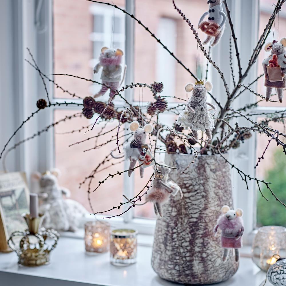 Bloomingville Miya Windlichter, Glas 2er Set Teelichthalter mit Mosaik-Effekt