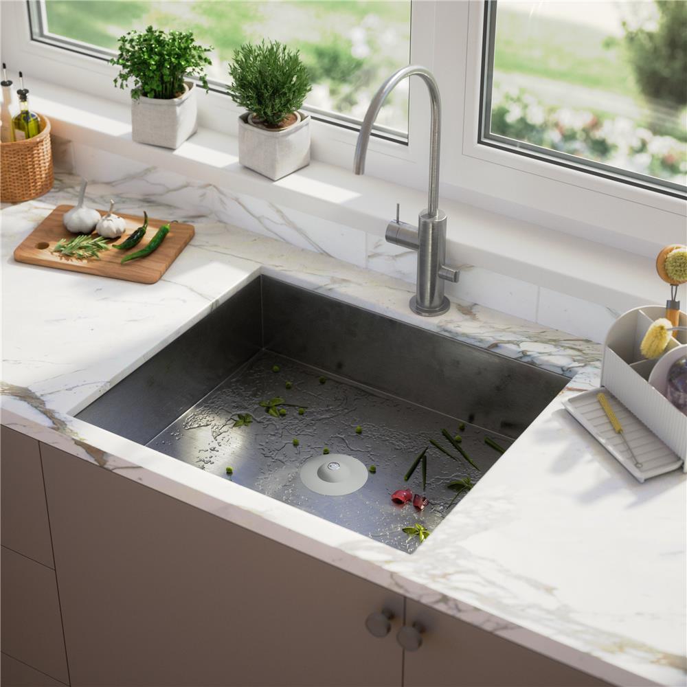 Umbra Flex Badewannenstöpsel, Haarsieb, Abflusssieb für Dusche, Badewanne, Waschbecken, in Grau