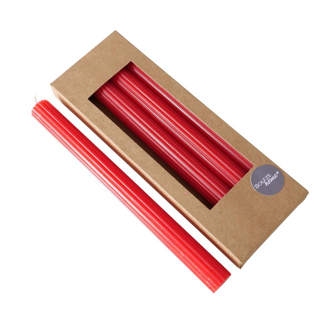 BOLTZE Stabkerze Classic – Rote Paraffinkerzen, 25 cm, matt, 4er Set, 9 Std. Brenndauer