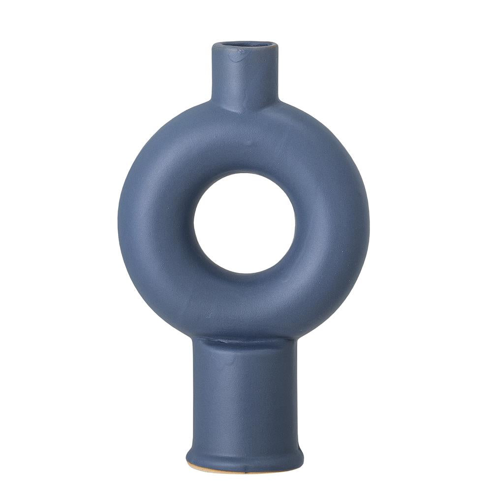 Bloomingville Dardo Vase in Blau 20cm aus Steingut