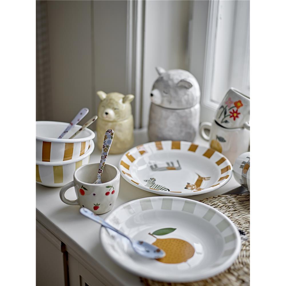 Bloomingville MINI Tatiana Geschirr-Set, Weiß, Steingut, 2er Set mit Tasse + Teller