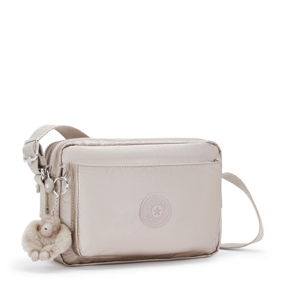 Kipling ABANU M, Mittelgroße Umhängetasche, Metallic Glow (beige), 4L, Schultertasche