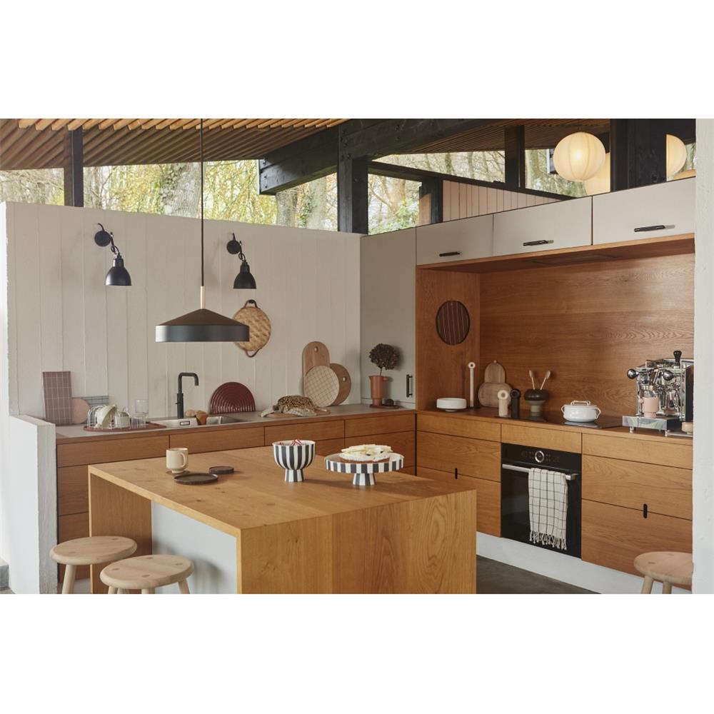 OYOY Hatto Pendelleuchte klein, Blau, Hängelampe aus Metall mit Messingdetails und Stoffkordel