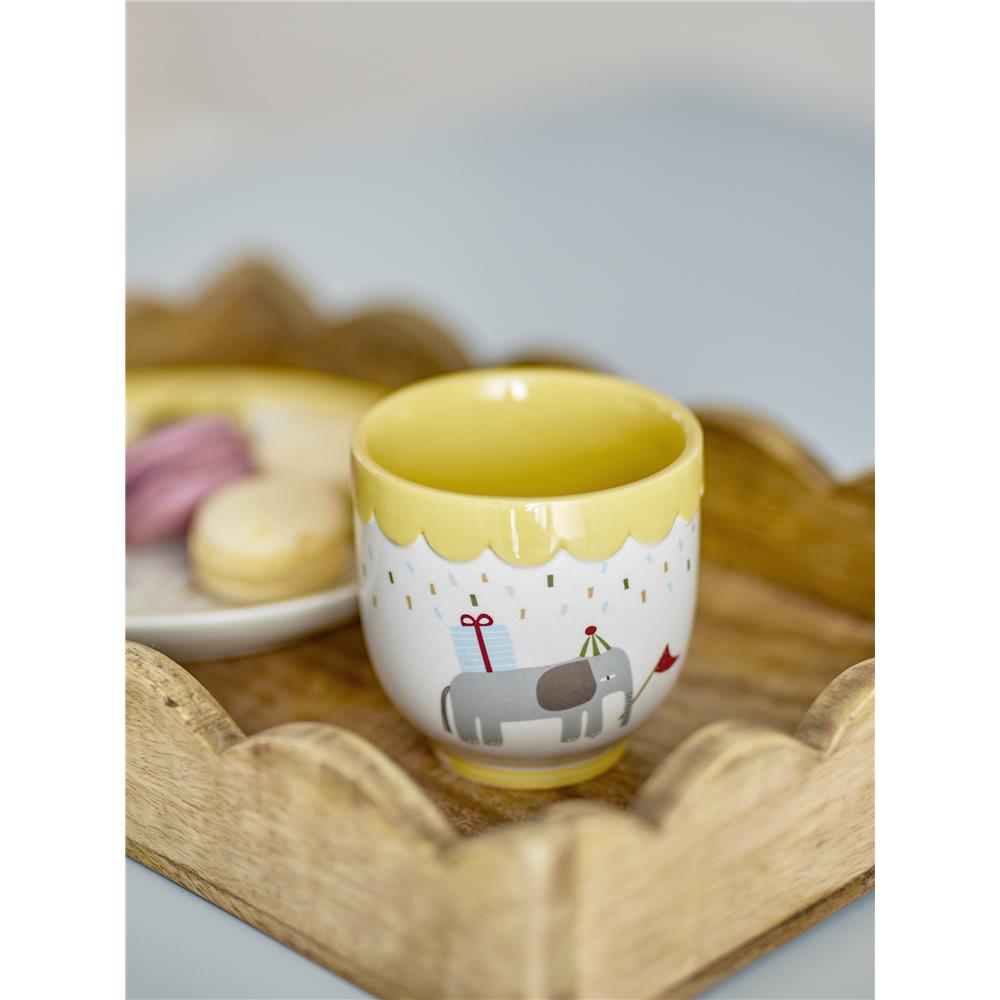 Bloomingville MINI Celebrate Tasse, Gelb, Steingut, Kinderbecher, Kindertasse, dänisches Design