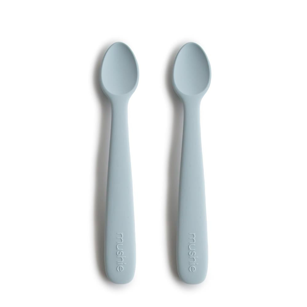 Mushie Silikon-Babylöffel 2er Set, Powder Blue, BPA-frei