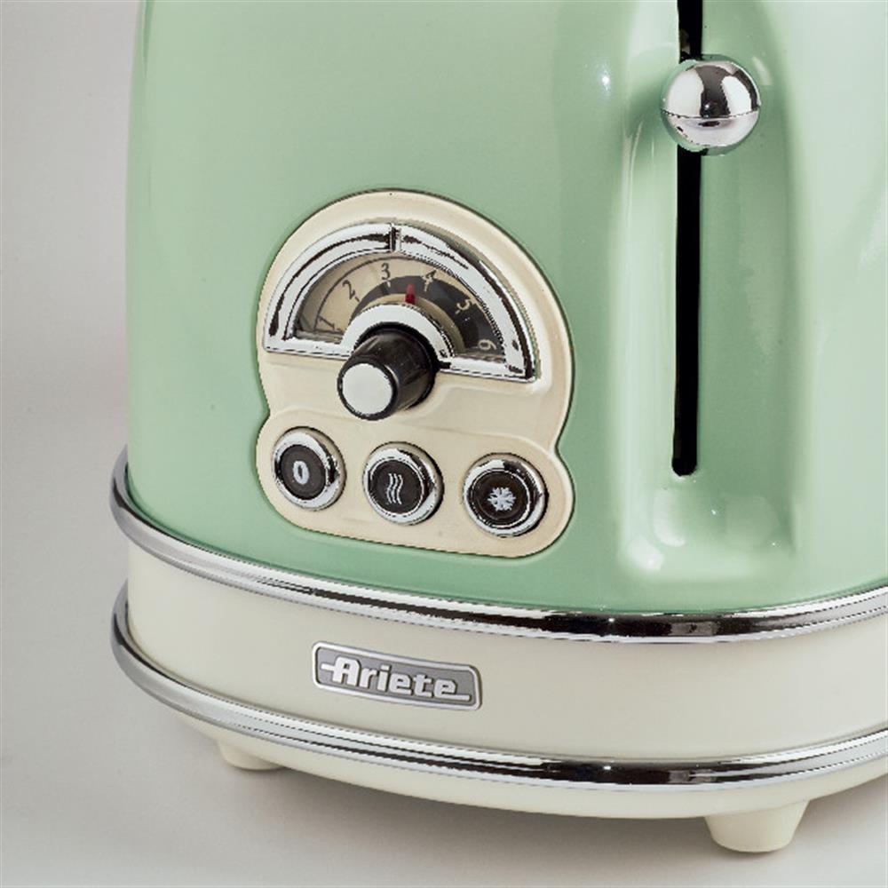 Ariete Vintage Toaster, Grün, 2-Scheiben-Toaster mit 6 Bräunungsstufen, 810W