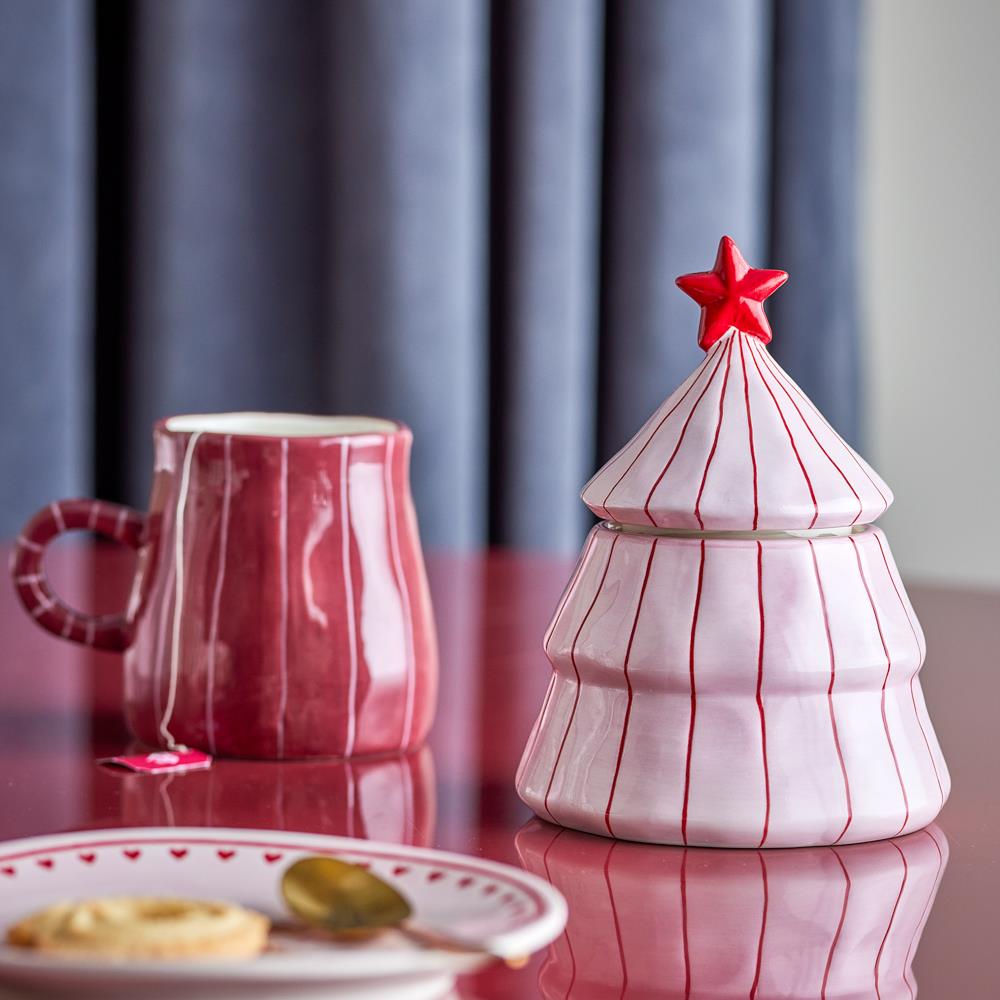 Bloomingville Shirly Gefäß mit Deckel Rosa Steingut Vorratsdose 420 ml