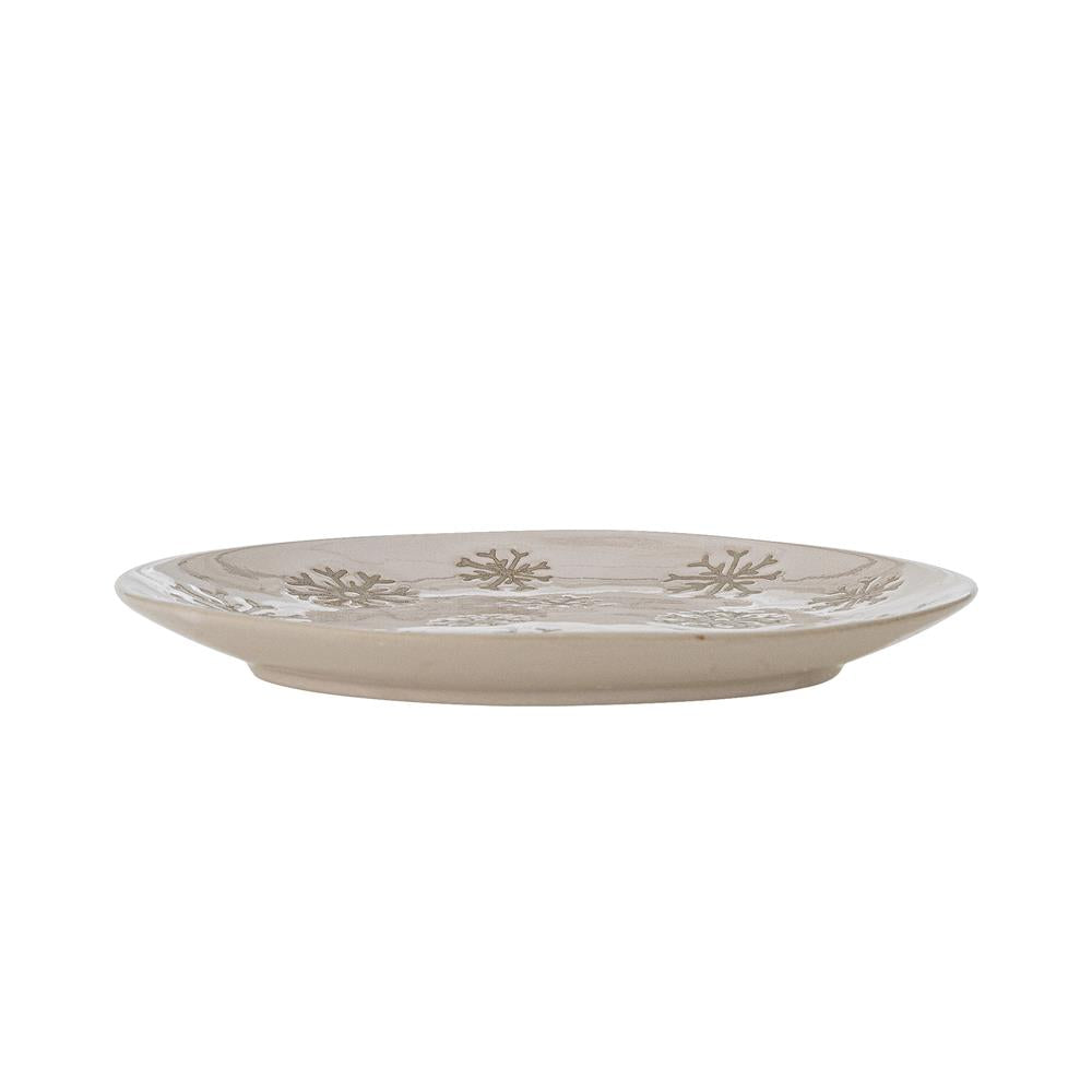 Bloomingville Snowie Teller Natur Steingut 4er Set Weihnachtsteller 15,5 cm
