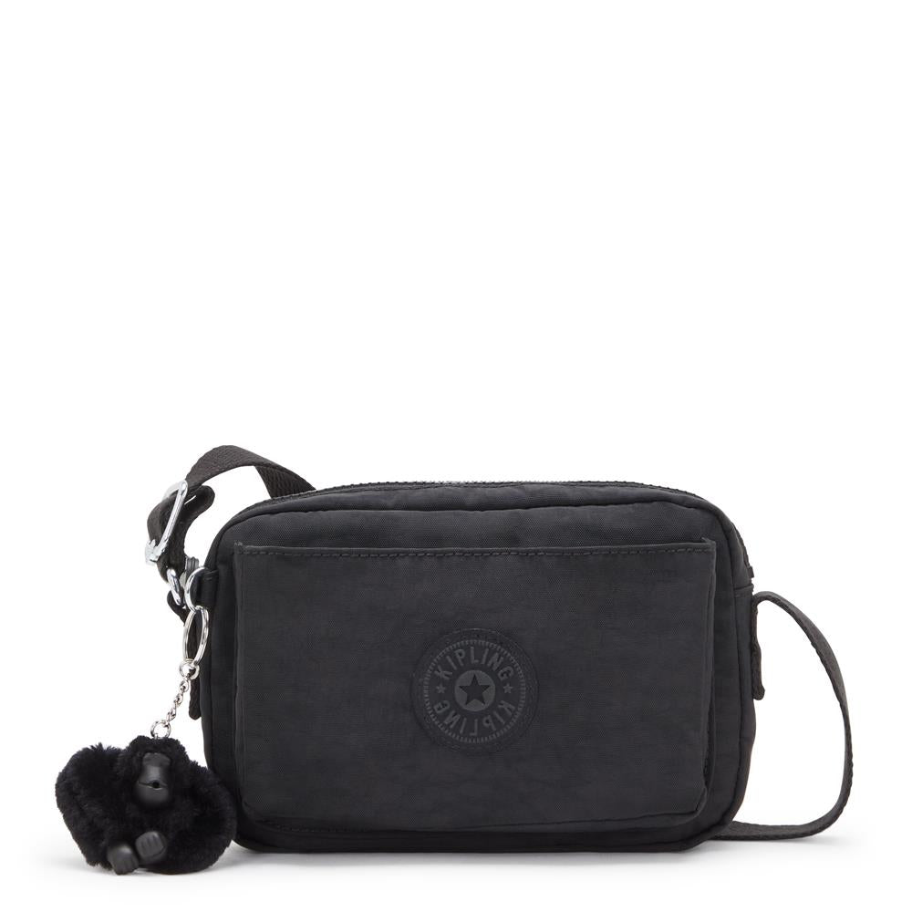 Kipling ABANU S, Kleine Umhängetasche, Black Noir (schwarz), Schultertasche mit verstellbarem Schultergurt