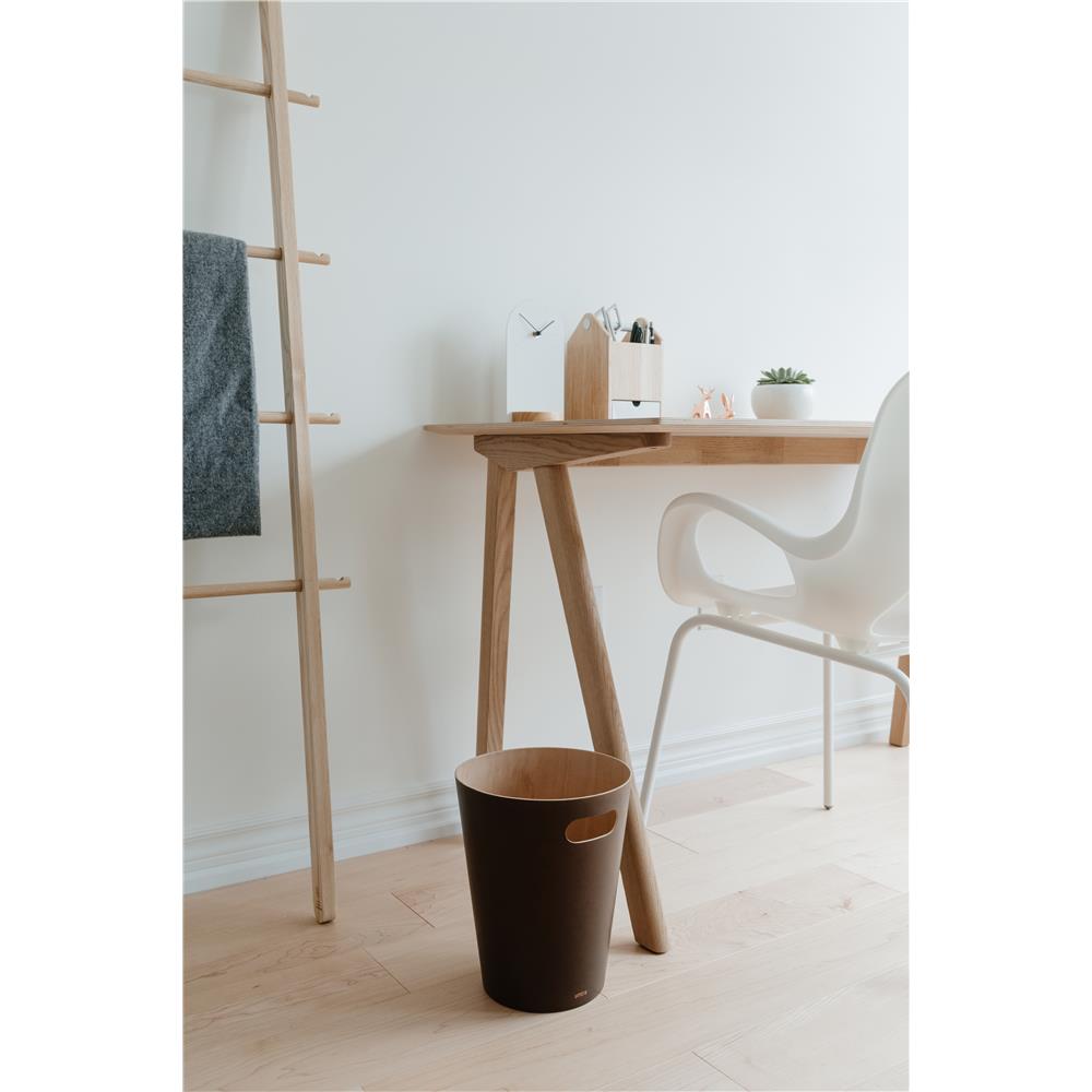 Umbra Woodrow Abfalleimer, Espresso/Holz, 7,5 Liter, Zweifarbiger Papierkorb