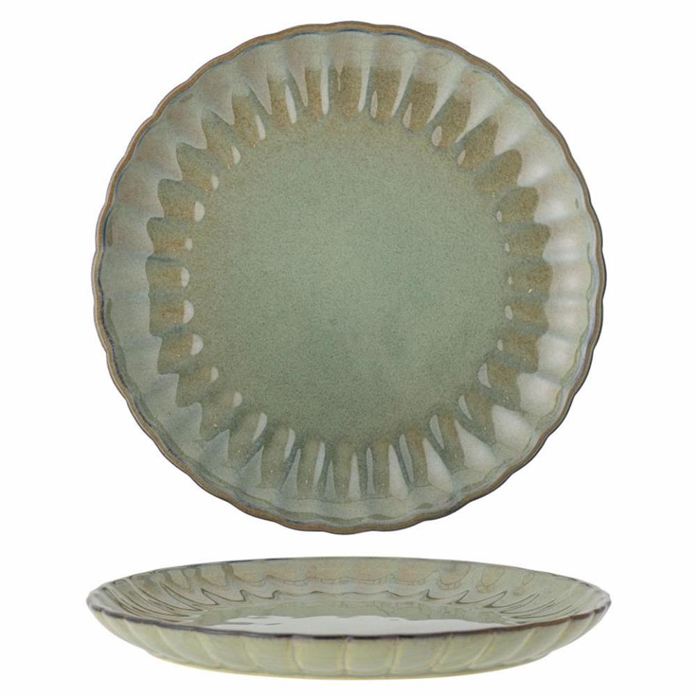 Bloomingville Latina Teller, Grün, 27 cm, Steingut, Speiseteller, dänisches Design