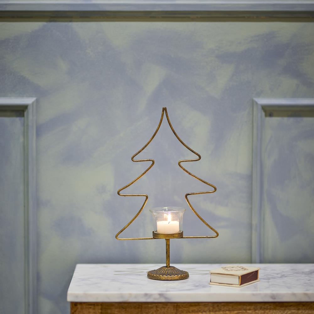 Bloomingville Miki Teelichthalter Gold Metall Weihnachtsbaum Teelichthalter