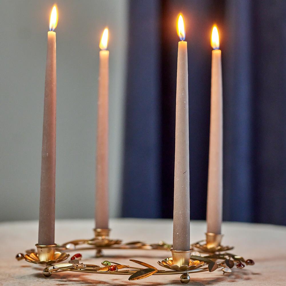 Bloomingville Shankar Adventskerzenständer Gold Metall Adventskranz 31 cm