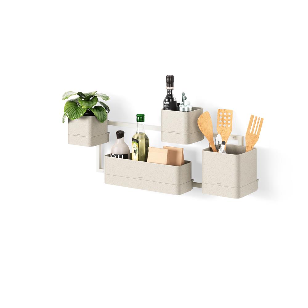 Umbra Cubiko Wandpflanzkasten mit 4 Pflanztöpfen, vertikale/horizontale Ausrichtung, in Weiß