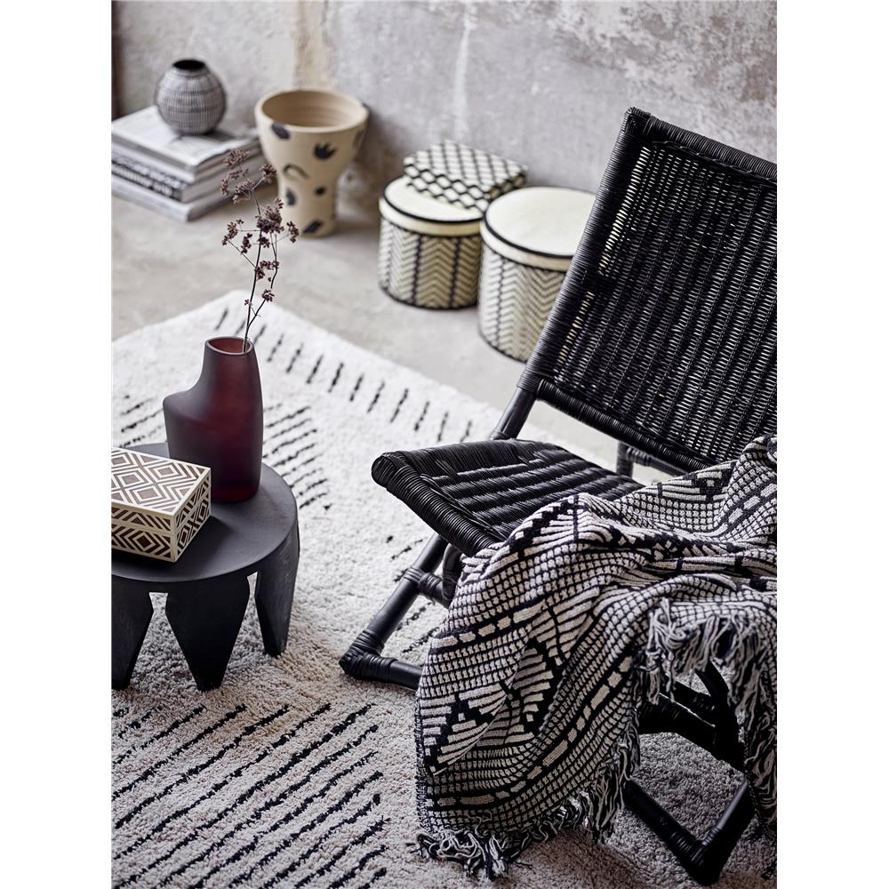 Bloomingville Gutte Decke 160x130cm Schwarz Baumwolle Sofadecke Tagesdecke Kuscheldecke Überwurf