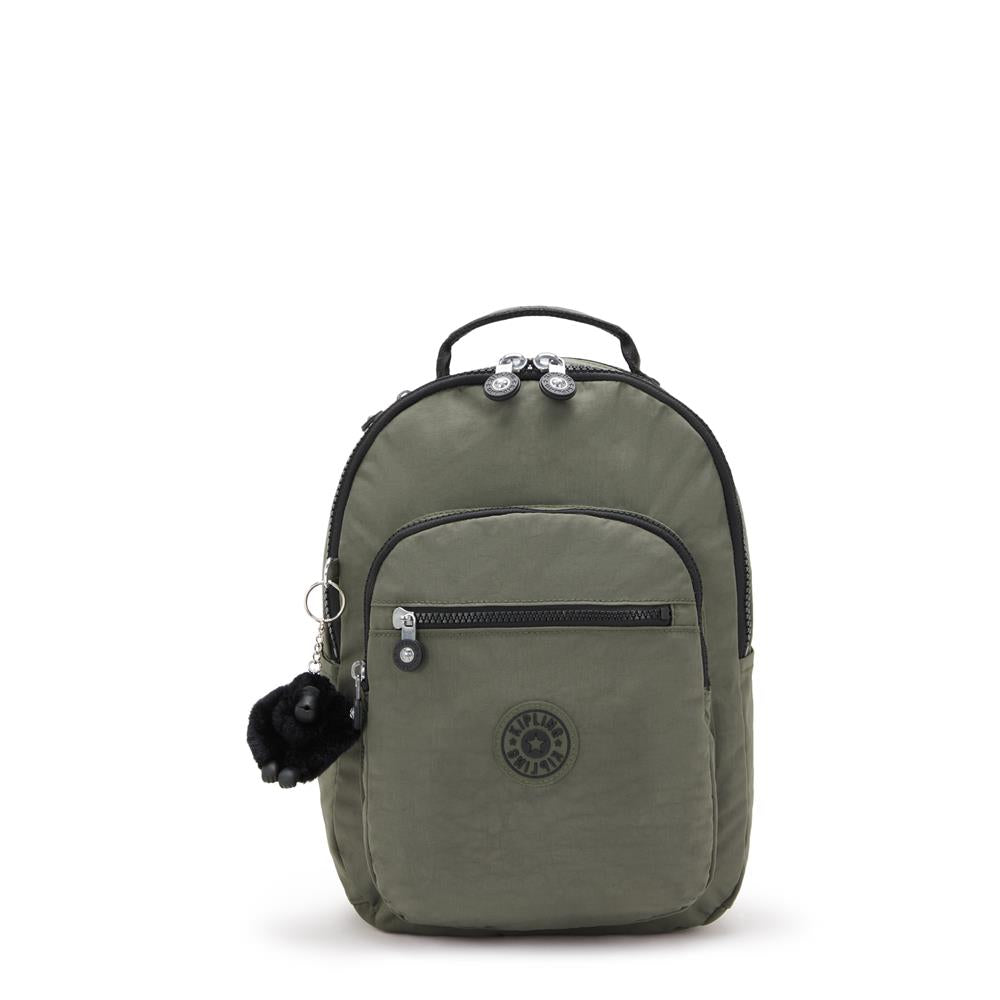 Kipling SEOUL S, Kleiner Schulrucksack mit 11-Zoll-Tabletfach, 14L, Green Moss (grün)