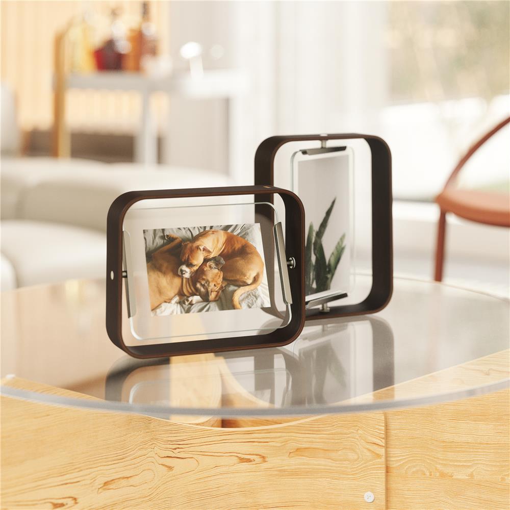 Umbra Bellwood Tischbilderrahmen, zweiseitiger Bilderrahmen in Walnuss Antik