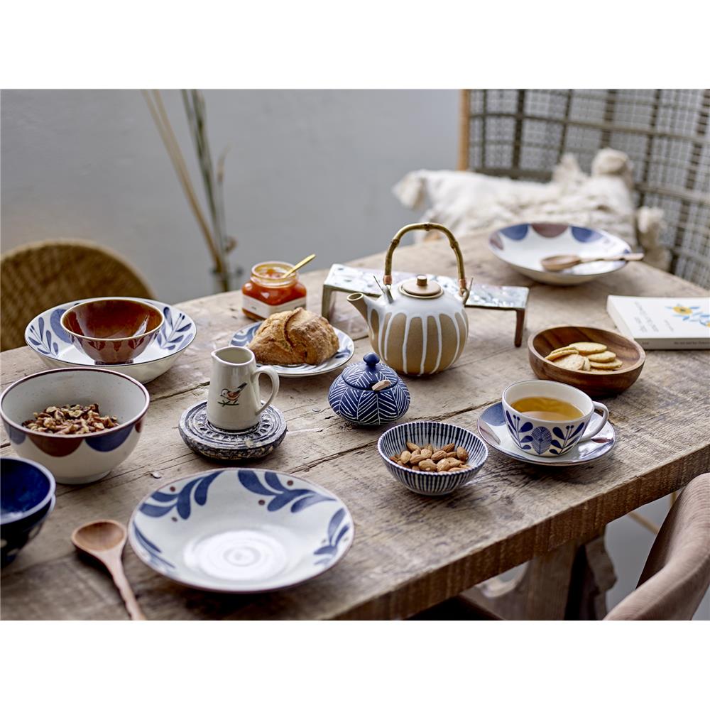 Bloomingville Camellia Servierschale blau Ø22cm Porzellan Servierschüssel großer tiefer Teller dänisches Design