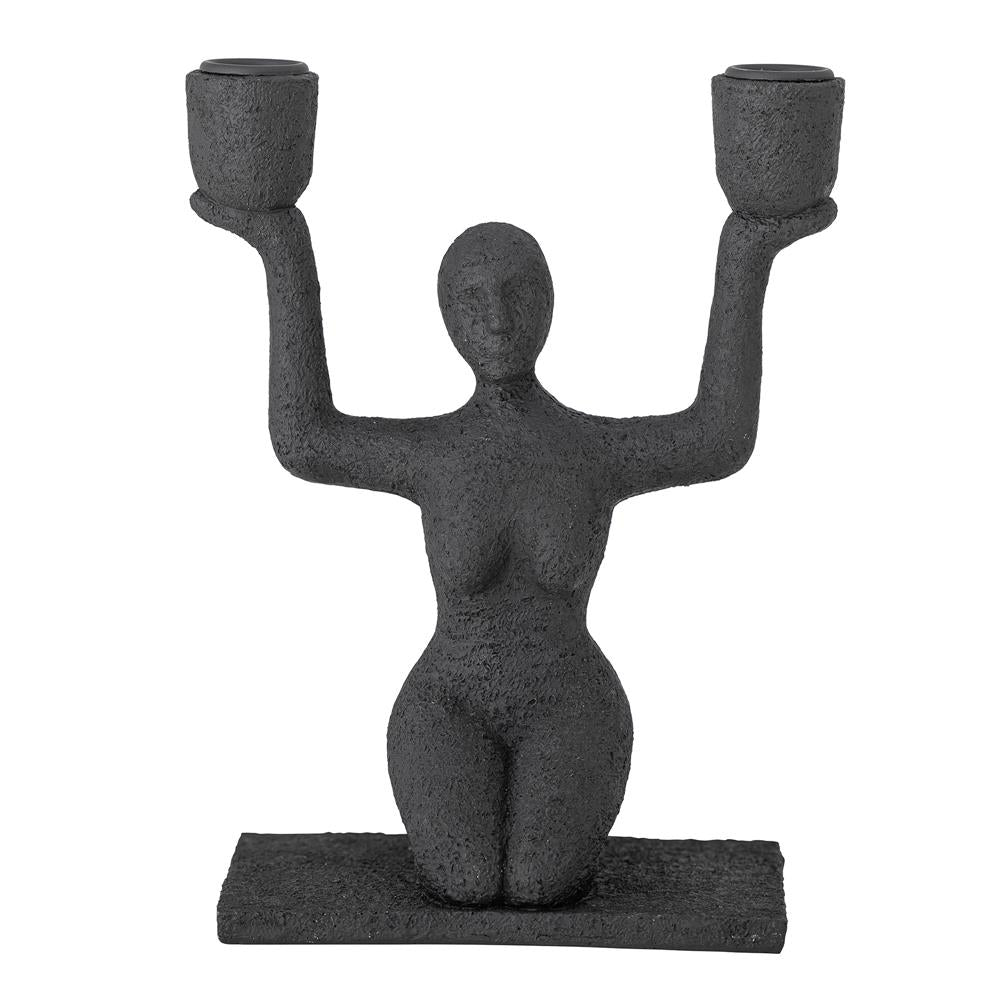 Bloomingville Lucie Kerzenhalter Schwarz Polyresin Dekofigur Frauenfigur Yogafigur