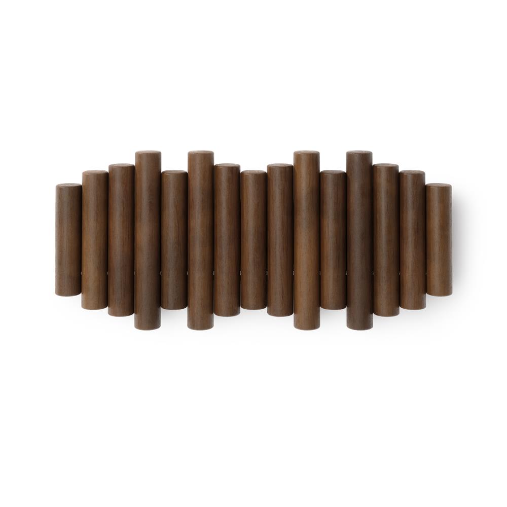 Umbra Picket - Moderne Garderobenleiste mit 5 Garderobenhaken, Walnuss Antik, aus Kiefernholz
