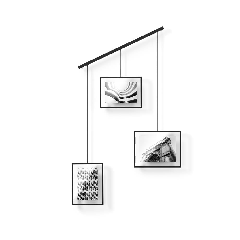 Umbra Exhibit Foto Collage Bilderrahmen, für 3 Fotos (2x 10x15cm und 1x 13x18cm), in Schwarz
