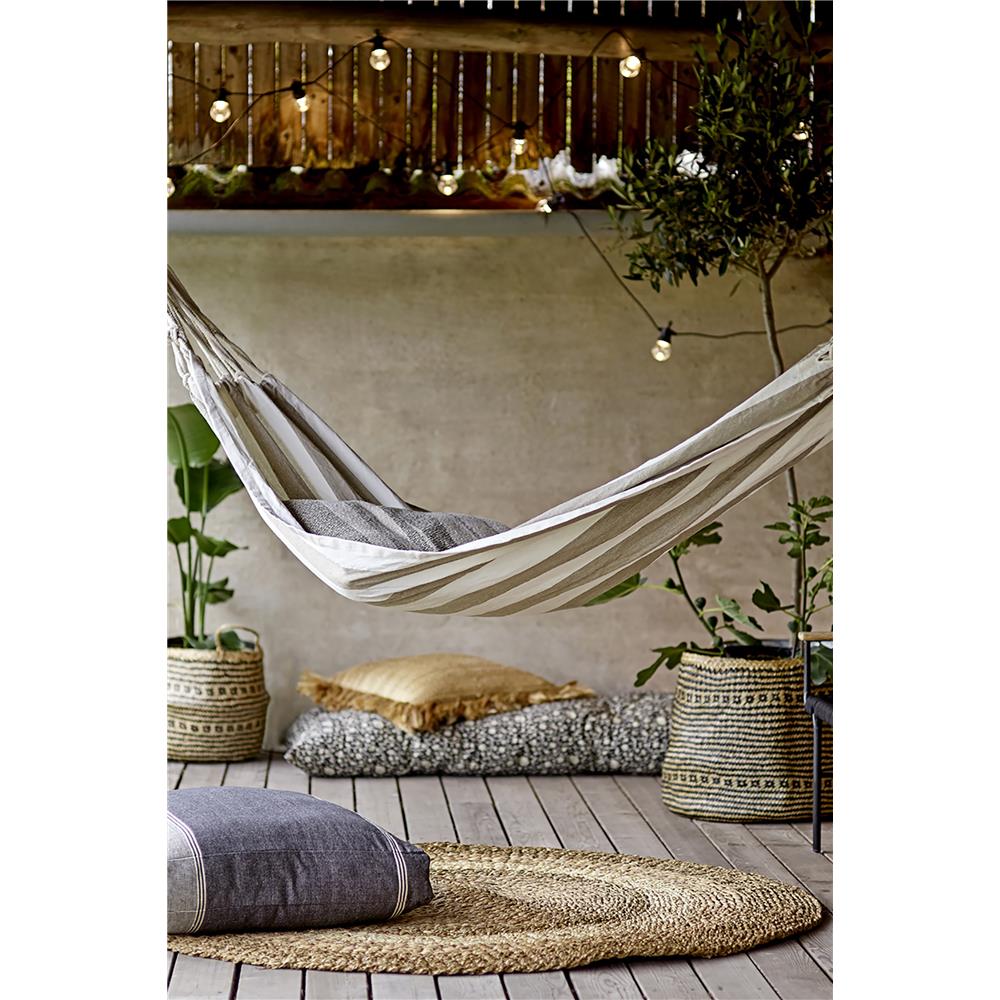 Bloomingville Effie Laterne mit Glas, 29x50,5 cm, aus Bambus in Schwarz