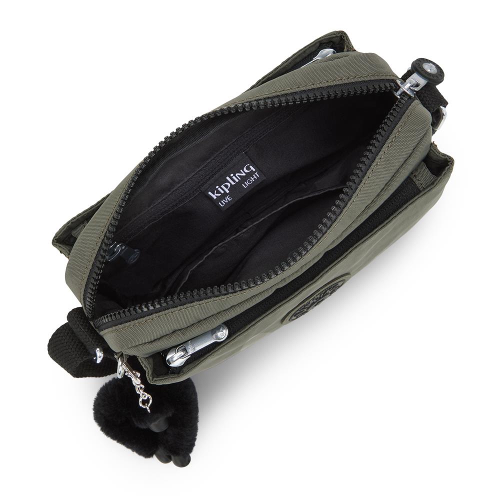 Kipling ABANU S, Kleine Umhängetasche, Green Moss (grün), Schultertasche mit verstellbarem Schultergurt