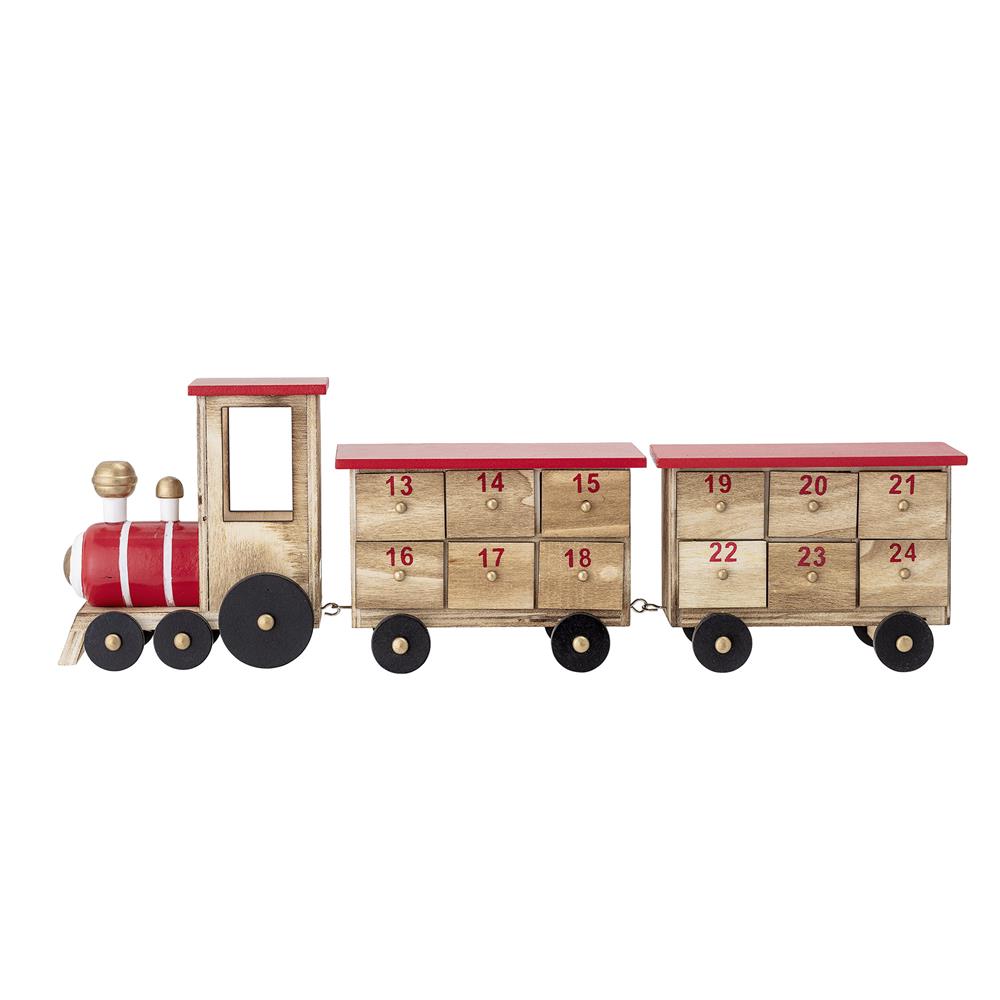 Bloomingville Adventskalender Eisenbahn – Holz-Zug Grunk mit 24 Boxen zum Befüllen, dänisches Design