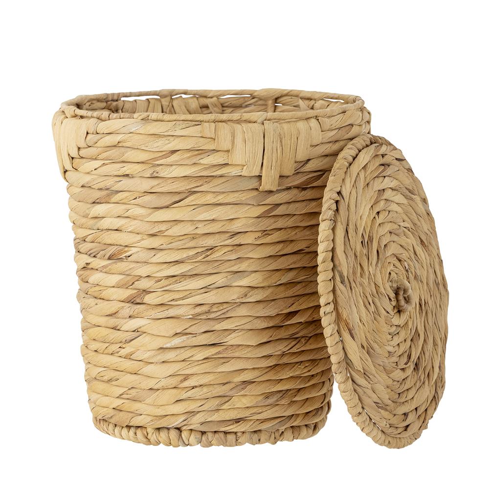 Bloomingville Peri Korb mit Deckel, Natur, Wasserhyazinthe D26xH28 cm