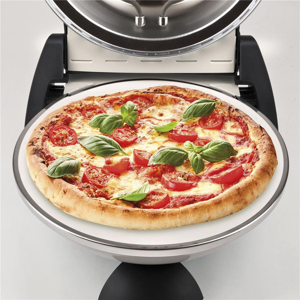 G3Ferrari elektrischer Pizzaofen Delizia Pizzamaker 1200 W für Pizza Ø 31cm icy cream Pizzamaker mit feuerfestem Naturstein beige Limitierte Edition