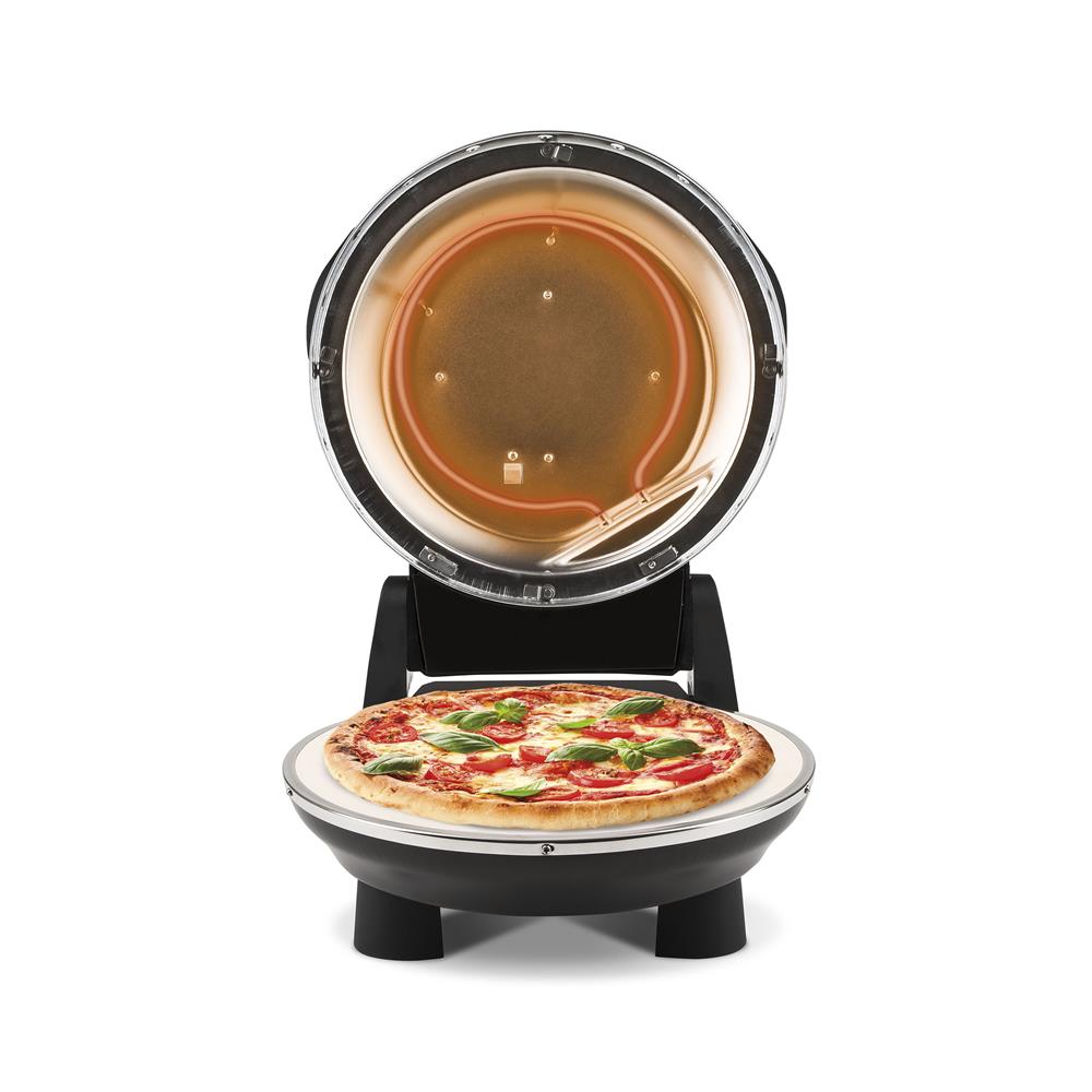 G3Ferrari elektrischer Pizzaofen Napoletana schwarz inkl. 2-ten Stein zum Überbacken im Deckel bis 400 °C