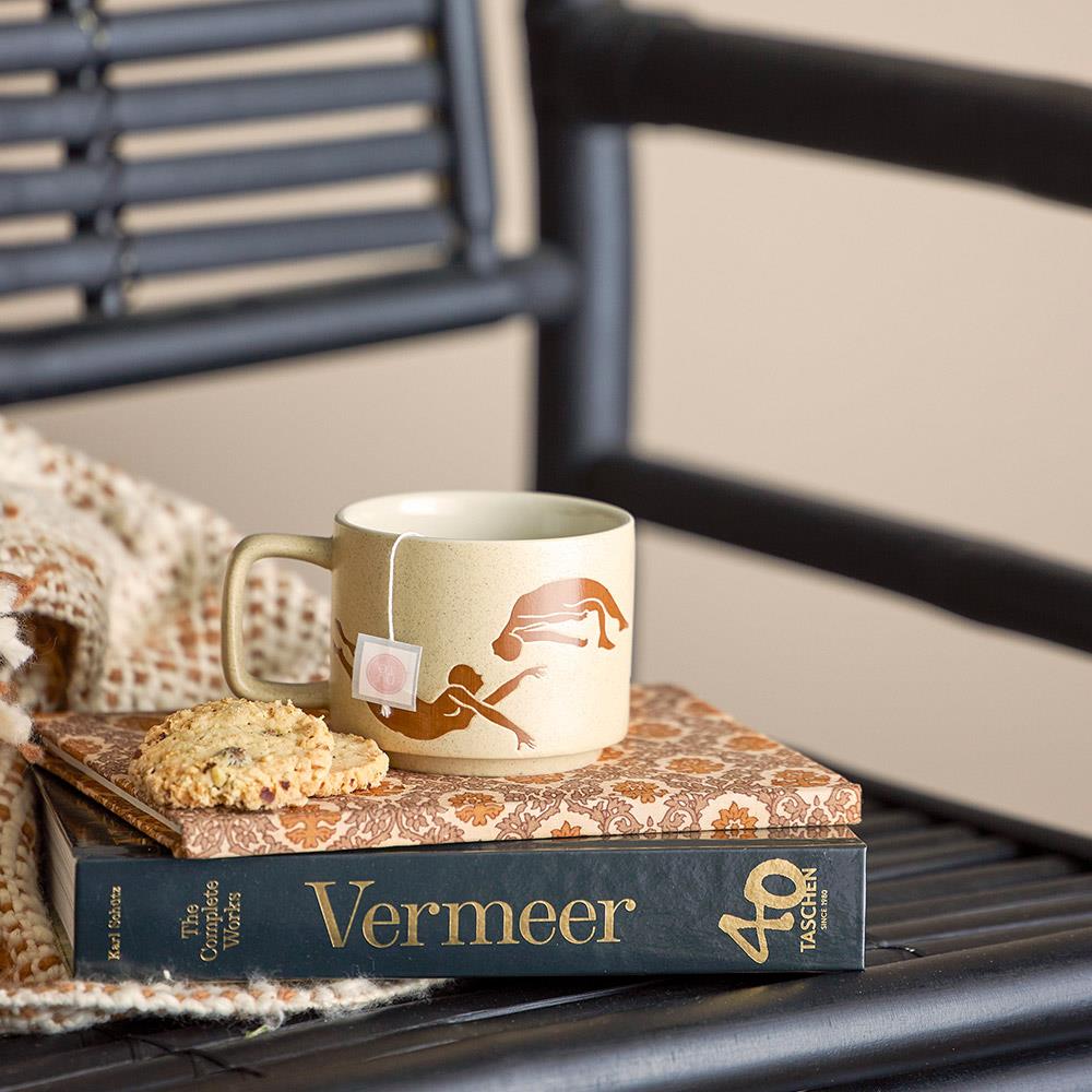 Bloomingville Harlow Becher, Braun, Steingut, 250 ml, 2er Set, stapelbar, spülmaschinengeeignet