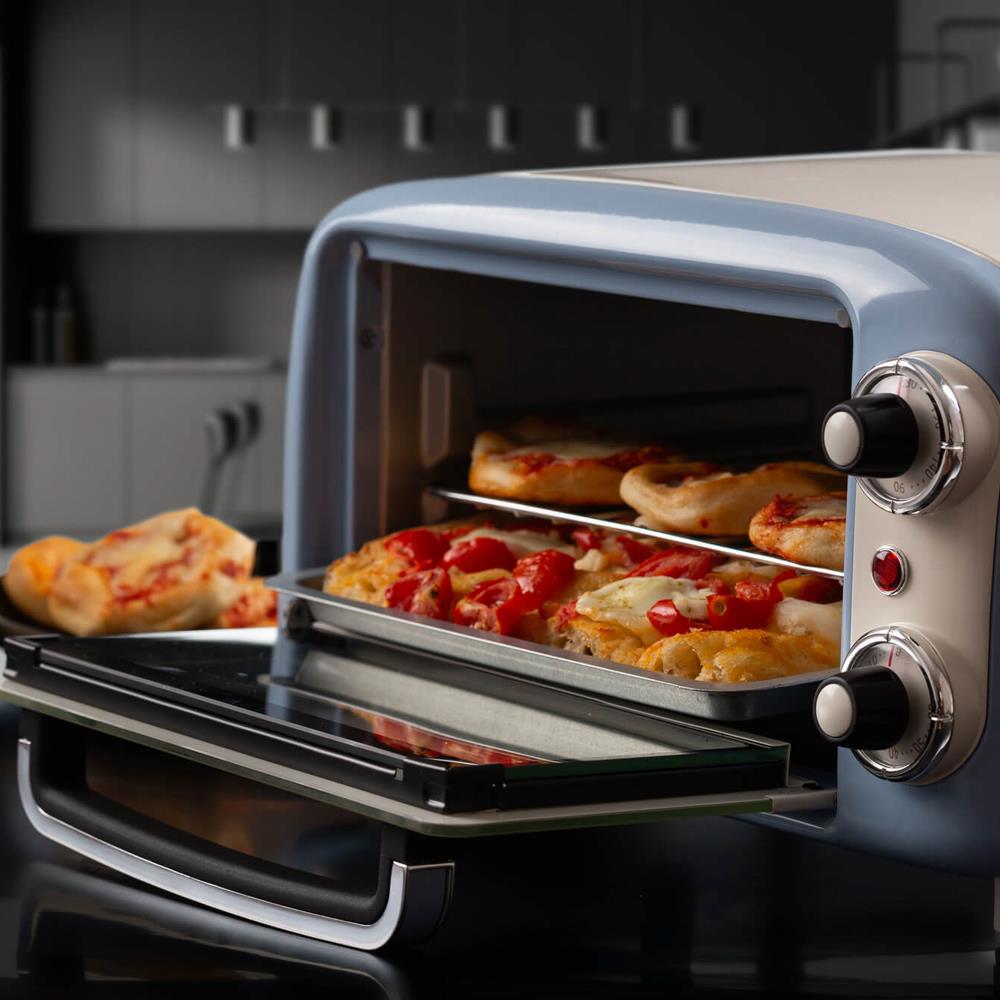 Ariete Vintage Mini Backofen, Blau, 10L Elektrobackofen im Retro-Design, 800W, 230°C