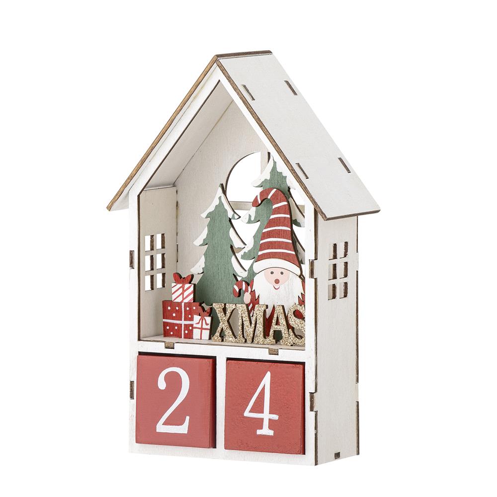 Bloomingville Edmund Adventskalender aus Sperrholz – Weihnachtsdeko Hausform