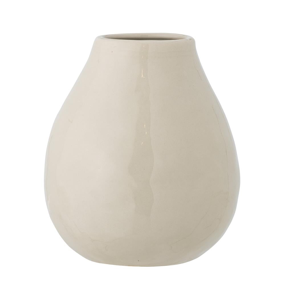 Bloomingville Taza Vase in Naturfarben aus Steingut mit Blumenmotiv