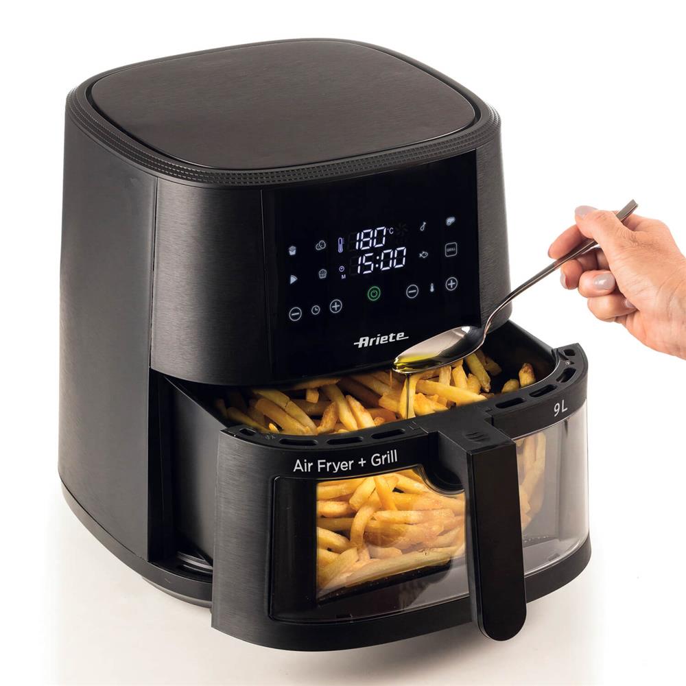 Ariete Air Fryer, Schwarz, Heißluftfritteuse 9L, Touchscreen, 1500W