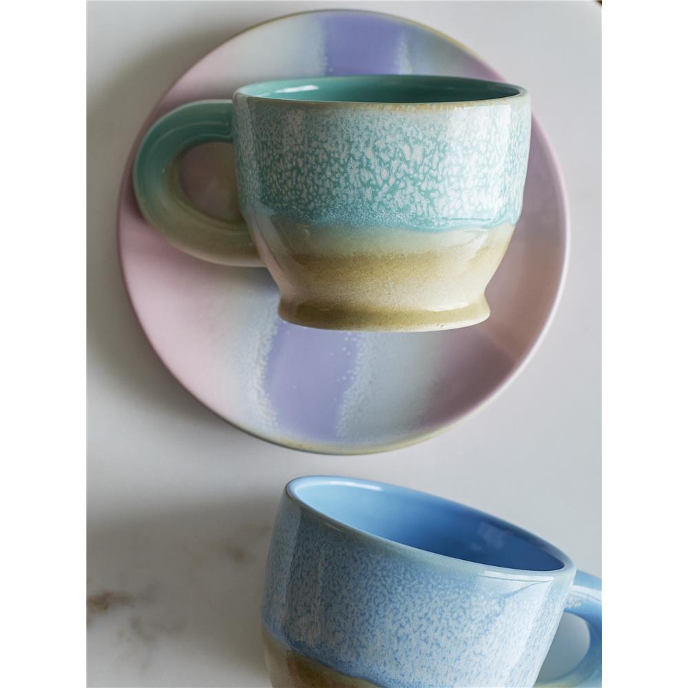 Bloomingville Safie Becher Blau 300ml Steingut mit Henkel spülmaschinenfest Tasse