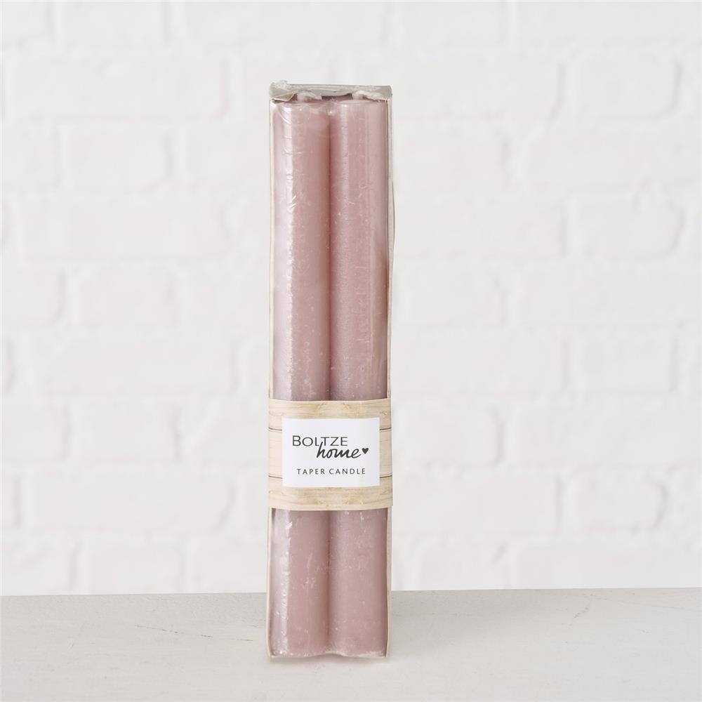 BOLTZE Stabkerze Melia hellrosa 4 Stück 20cm Kerzen Wachskerzen Leuchterkerzen Tafelkerzen