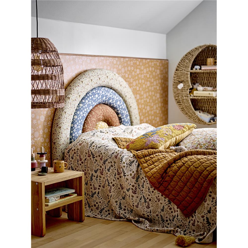 Bloomingville MINI Filipa Decke 130x160cm Blumenmotiv Baumwolle Quasten Kuscheldecke Kinderdecke